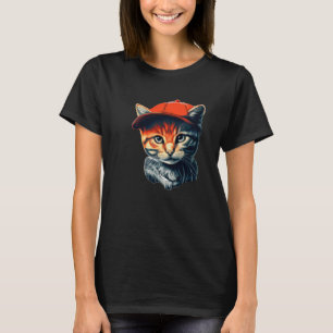 Kat met muts t-shirt