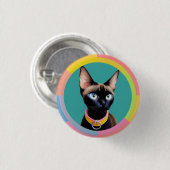 Kat met opvallende ogen door ronde spiegel button 3,2 cm (Voorkant /achterkant)