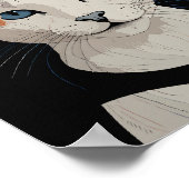 Kat met oranje bloem poster (Hoek)