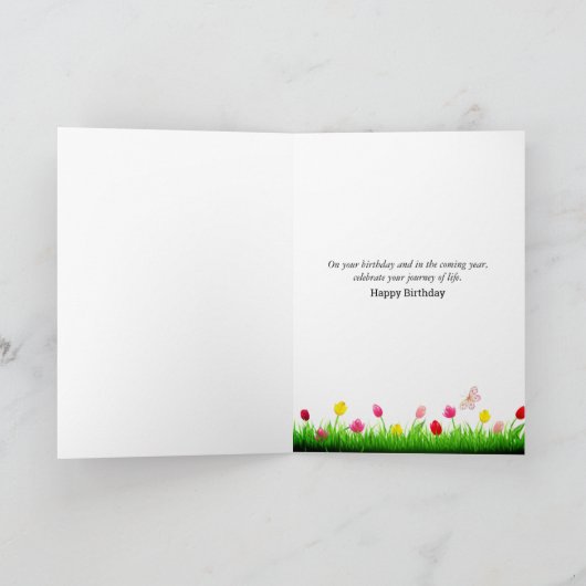 Kat met Oranje Tulpen op zaterdag Kaart (Binnen)