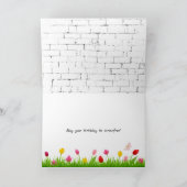 Kat met Oranje Tulpen op zaterdag Kaart (Binnen)