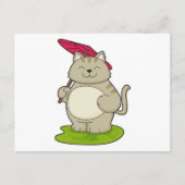 Kat met paraplu briefkaart (Voorkant)
