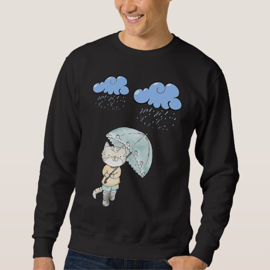 Kat met paraplu in de regen kat trui (Voorkant)