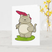 Kat met paraplu kaart (Gele Bloem)