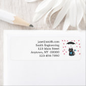 Kat met paraplu op kop - Kies achterkleur Etiket (Insitu)