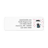 Kat met paraplu op kop - Kies achterkleur Etiket (Voorkant)