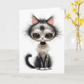 Kat met parel Ketting denken aan je Kaart (Gele Bloem)