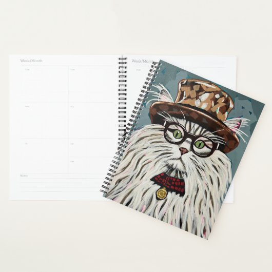 Kat met pet en bril planner (Display)