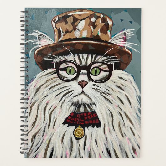 Kat met pet en bril planner (Voorkant)