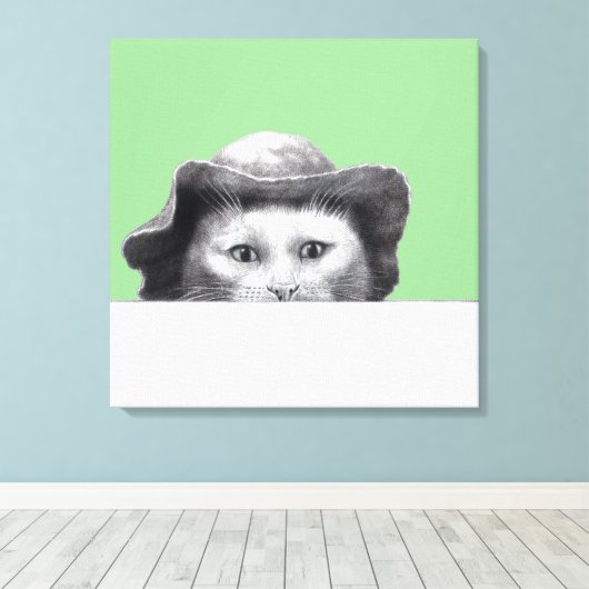 Kat met Pet (Moegi) Canvas Afdruk (Insitu (Houten vloer))