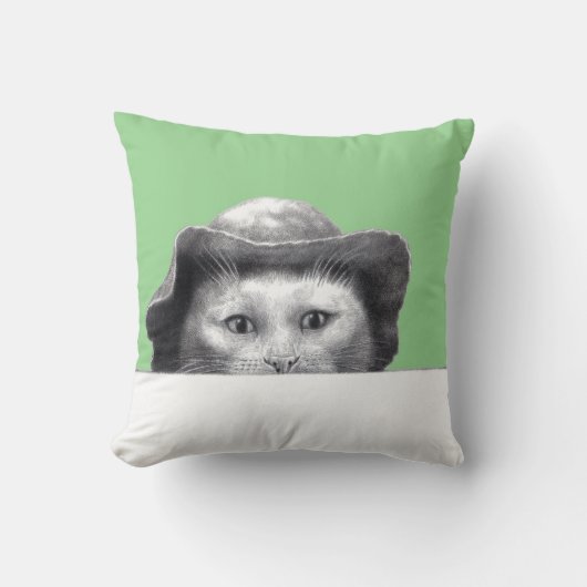 Kat met Pet (Moegi) Kussen (Voorkant)