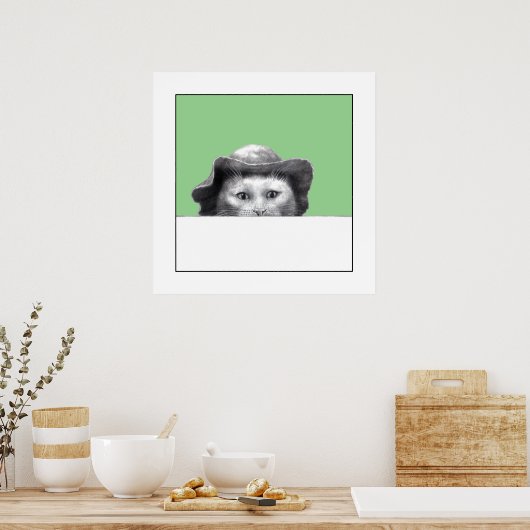 Kat met Pet (Moegi) Poster (Keuken)