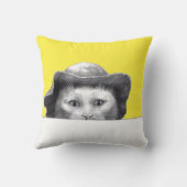 Kat met Pet (retro geel) Kussen (Achterkant)