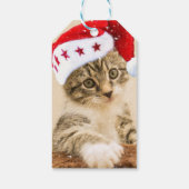Kat met pet santa cadeaulabel (Achterkant)