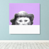 Kat met Pet (Sumire) Canvas Afdruk (Insitu (Houten vloer))