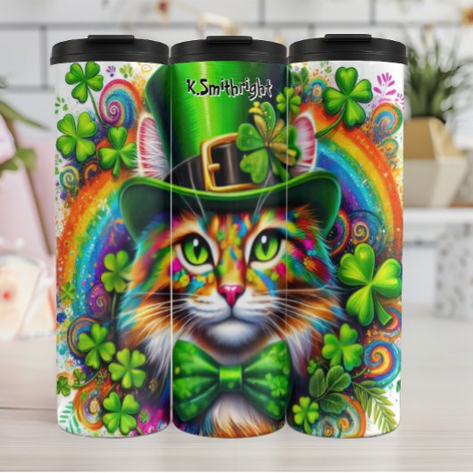 Kat met Pet van Leprechaun Thermosbeker