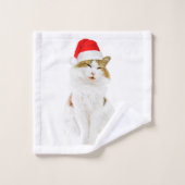 Kat met Pet van Santa Bad Handdoek (Wasdoekje)