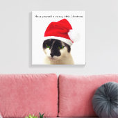 Kat met Pet van Santa Canvas Afdruk (Insitu (Woonkamer))