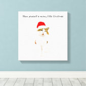 Kat met Pet van Santa Canvas Afdruk (Insitu (Houten vloer))