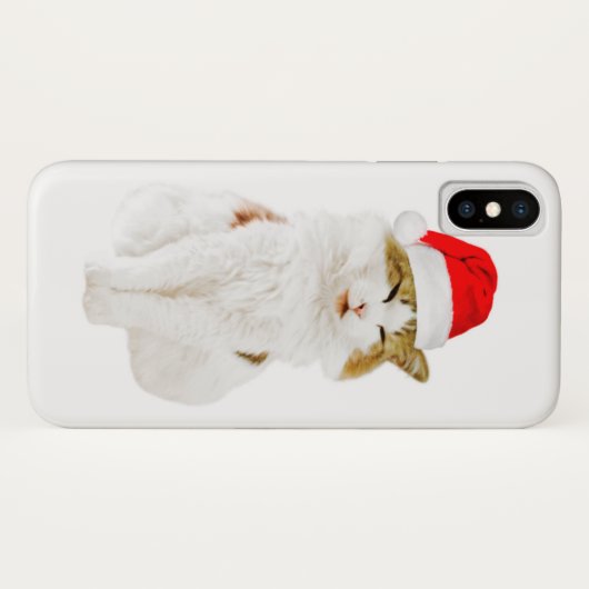 Kat met Pet van Santa Case-Mate iPhone Case (Achterkant (horizontaal))