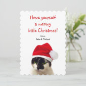 Kat met Pet van Santa Feestdagenkaart (Staand voorkant)