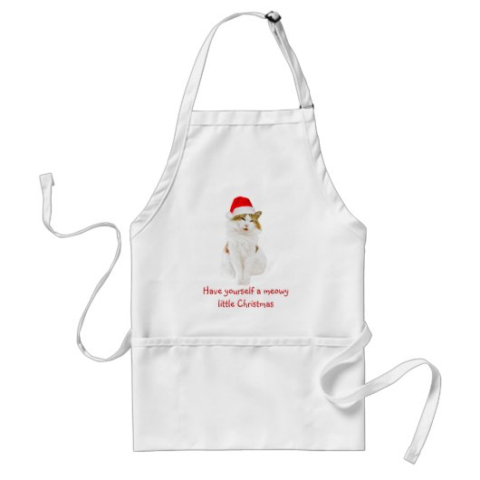 Kat met Pet van Santa Standaard Schort (Voorkant)