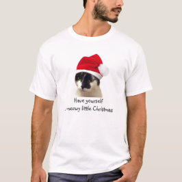 Kat met Pet van Santa T-shirt