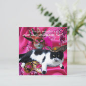 KAT MET PET VAN TRICORN EN MASKERADE PARTIJEN KAART (Staand voorkant)