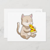 Kat met Pizza Briefkaart (Voorkant / Achterkant)