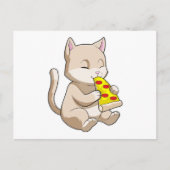 Kat met Pizza Briefkaart (Voorkant)