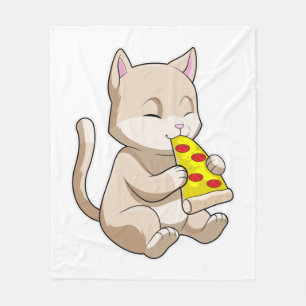 Kat met Pizza Fleece Deken