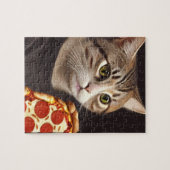 Kat met Pizza Jigzaag Puzzle Legpuzzel (Horizontaal)