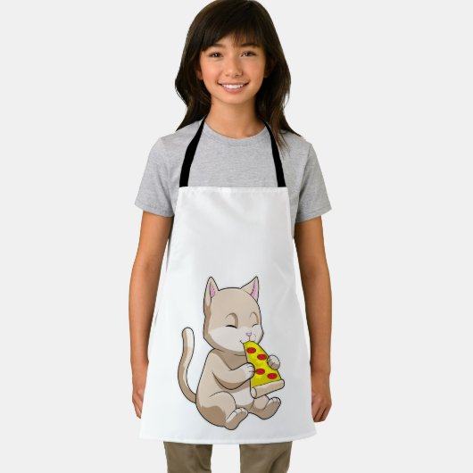 Kat met Pizza Schort (Insitu)