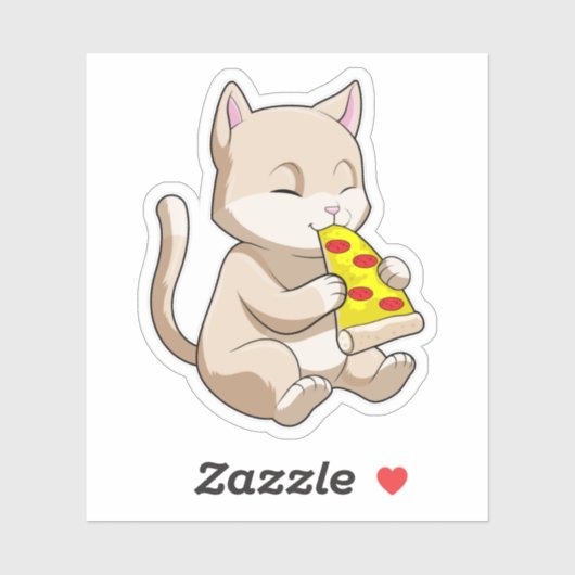 Kat met Pizza Sticker (Vel)