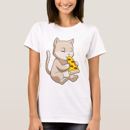 Kat met Pizza T-shirt (Voorkant)