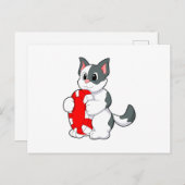 Kat met pokerchip briefkaart (Voorkant / Achterkant)