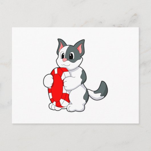 Kat met pokerchip briefkaart (Voorkant)