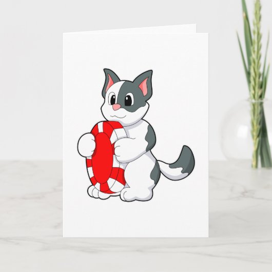 Kat met pokerchip kaart (Voorkant)