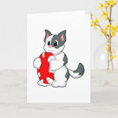 Kat met pokerchip kaart (Gele Bloem)