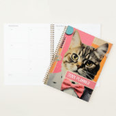 Kat met polka dot bow stropdas collage planner (Display)