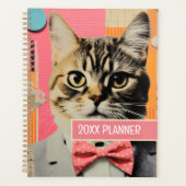 Kat met polka stip vlinderdas collage planner (Voorkant)