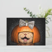 Kat Met Pompoen Haar Kaart (Staand voorkant)