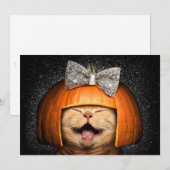 Kat Met Pompoen Haar Kaart (Voorkant / Achterkant)