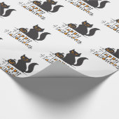 Kat met pompoen van Halloween - Kies achterkleur Cadeaupapier (Hoek)