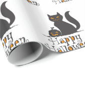 Kat met pompoen van Halloween - Kies achterkleur Cadeaupapier (Rol Hoek)