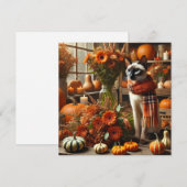 Kat met pompoenen voor Thanksgiving Feestdagenkaart (Voorkant / Achterkant)