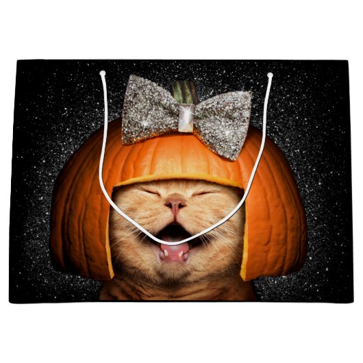 Kat met pompoenhaar groot cadeauzakje (Voorkant)