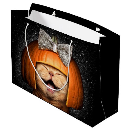 Kat met pompoenhaar groot cadeauzakje (Achterkant Gekanteld)