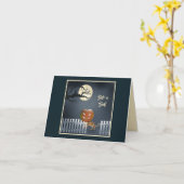 Kat met pompoenkop Halloween Kaart (Gele Bloem)