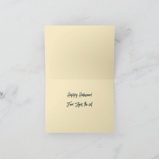 Kat met pompoenkop Halloween Kaart (Binnen)